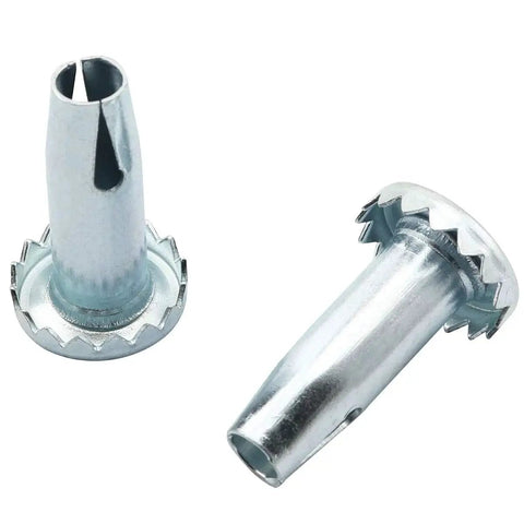 Eight Piece Swivel Caster Sleeve Sockets Set For Metal Stem Casters With Grip Ring Replacement Sockets displayed on a white background