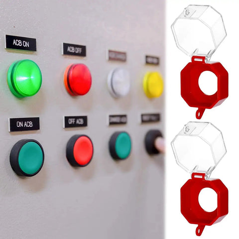 Control panel with Emergency Stop Button Cover 8 Pack Clear Lockout Guard Prevents Accidental Activation For Stop Buttons Toggle Switches