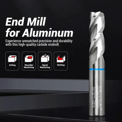 Go To Three Flute Carbide End Mill For Aluminum And Copper, Three Quarter Inch Diameter, Four Inch OAL, CNC mills and routers