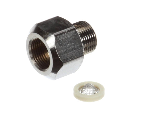 T&S Brass 016419-25 3/8in compression check valve assembly, chrome brass body with male threads and screen insert