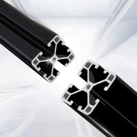 Four Pack 4040 T Slot Aluminum Extrusion Profiles In Anodized Black For European Standard Framing And Linear Motion Guide Rails Perfect For 3D Printers DIY Projects And Automation Equipment showing cross-section of profiles