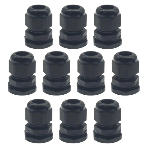 10 Pack Black M20x1.5 Waterproof Cable Glands For 6-12mm Cables With Adjustable Joints, Compression Connectors, IP68 Seal, Nylon PA66