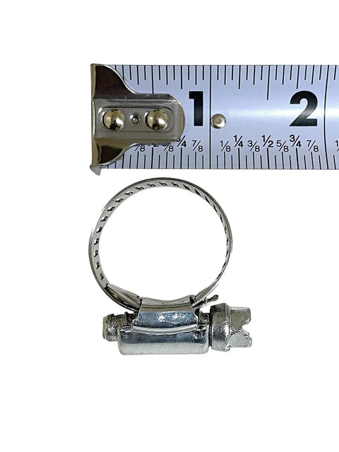 Stainless steel band hose clamp with screw, fits 1/2 in to 1-1/16 in, front view