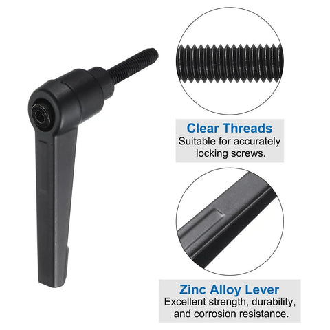 10 Pieces Adjustable Lever Handles M5 20mm Metric Male Thread Level Clamping Hand Stud Knobs Rotating Screw Handles With Locking Lever Black