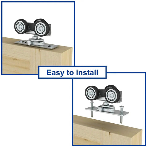 72 Inch Bifold Door Hardware Kit For 4 Doors With 18 Inch Panels Top Mounted Folding Sliding Barn Door Hardware close-up of wheel hangers