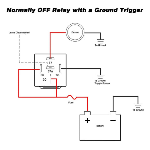 Wiring diagram for Pack Of 10 SPDT 5 Pin 12V Electrical Relays For Automotive Cars Trucks Marine Boats showing relay connections.