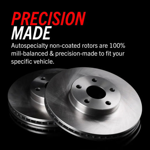 Disc brake rotors pair in silver with center hubs — front view