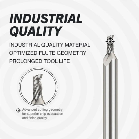 O Flute Upcut Spiral CNC Router Bit For Plastics And Soft Materials One Eighth Inch Diameter One Quarter Inch Shank Two Inch