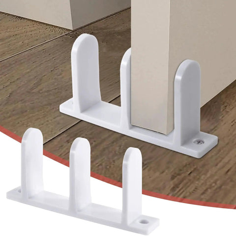 2 Pack Sliding Closet Door Floor Guide For 1-3/8 Inch Thick Doors, Universal ABS Plastic Floor Guides installed on wood floor