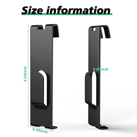 Side view of black 15 Pack Gridwall Notch Hooks with size dimensions for grid wall panels and pegboard display.