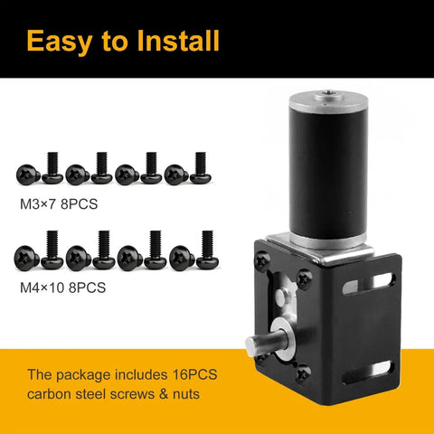 Durable 370 Mounting Bracket For DC Worm Gear Motors Single Sided Holder With M4 Screws includes 16 carbon steel screws and nuts