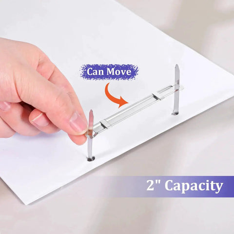 Hand adjusting metal fasteners on paper from Heavy Duty Two Hole Punch With 150 Paper Fasteners For Office Files And Folders.