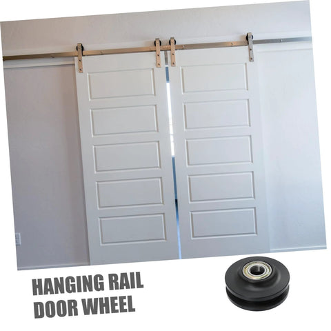 Heavy Duty Barn Door Roller Wheel Nylon Pulley For Smooth Sliding And Easy Install Durable Hanging Rail Wheel shown with doors