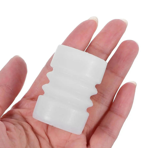 Silicone Sealing Gasket Set With Wave Sleeves, 4 Piece Replacement Kit For Ice Cream Makers, showing single wave sleeve held in hand.