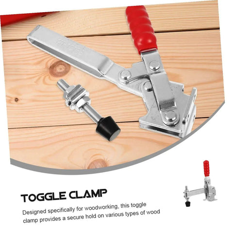 Fixed Toggle Clamp Set With Rubber Tips, Quick Release Woodworking Hold Downs For Workshop Workholding And Welding Fixtures, Iron Construction, Durable 2 Pack
