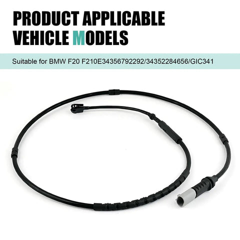 BMW brake pad wear sensor cable, black, OEM connector, for F30/F31/F32/F33 320i 328i