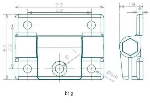 Six white plastic Z-shaped torque-damping hinge stops, angle adjustable for home improvement hardware.