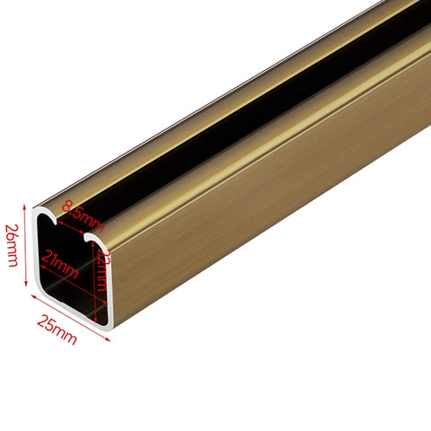 Frameless Sliding Glass Door Track Ceiling Mount Rail Hardware Kit In Aluminum Brown 150cm 59in shown in close-up