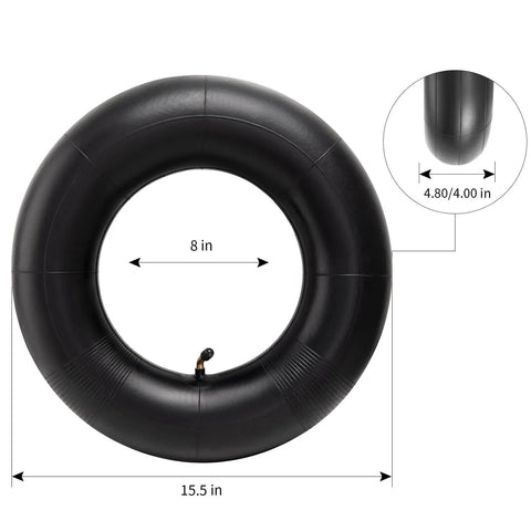 Heavy Duty Inner Tube For 4.80/4.00-8 Inch Tires With TR87 Angled Valve, Built Tough For Wheelbarrows, Lawn Mowers, Tractors, 2 Pack Set