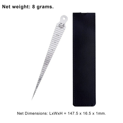 Pro Grade Dual Sided Stainless Steel Aperture Gap Gauge For Precise One To Fifteen Millimeter And One Sixty Fourth To Five Eighth Inch Readings With Laser Engraved Metric And Imperial Scales Ultra Clear Wear Resistant And Lightweight