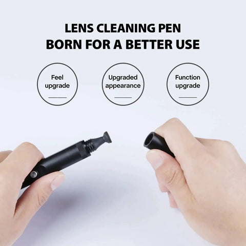 Double Ended Lens Cleaning Pen With Carbon Head being demonstrated, showing easy cap removal and cleaning functionality.