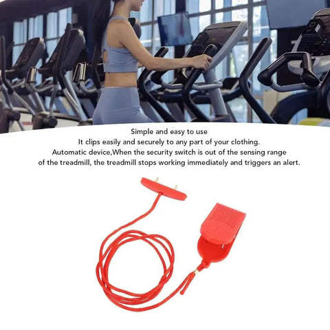 Treadmill Key 2 Pack With Magnetic Emergency Stop Switch Universal Fit, close-up of red ABS key and clip for JX ZXCH ISPO treadmills