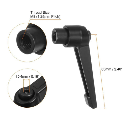 8 Piece Adjustable Clamping Lever Handles Set With M8 Female Thread Knobs Rotating Screw Locking Quick Release Ratchet