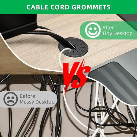 4 Pack Desk Cable Grommets 63mm Petal Buckle Nylon Snap Bushing For Cables And Wires Management with tidy vs messy desktop