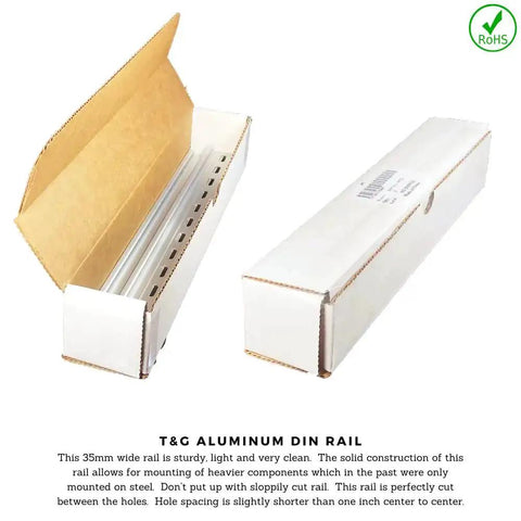 Heavy Duty DIN Rail Slotted Aluminum 35mm Wide 7.5mm High Two Inch Length Five Piece Set For Industrial Mounting RoHS Compliant