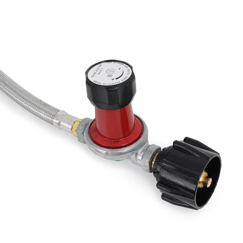 High Pressure 0-30 PSI Adjustable Propane Regulator Kit With Type 1 QCC-1 Connection and stainless steel braided hose