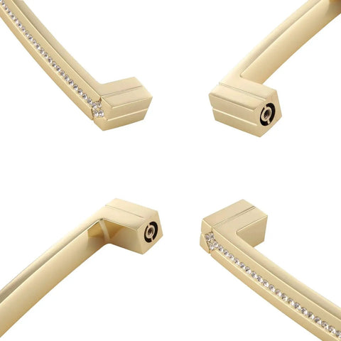 Close-up of Gold Crystal Cabinet Pulls Set 10 Pack with Czech Crystal and Zinc Alloy Construction, matte finish detail
