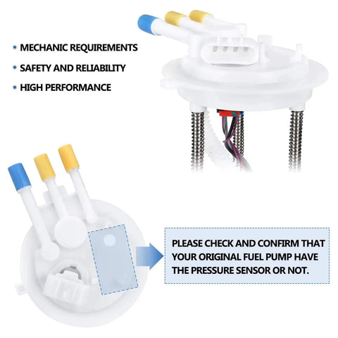 Drop-In Fuel Pump Assembly Replacement E3542M, top view showing connections for 2000-2005 Buick, Chevy, Pontiac models