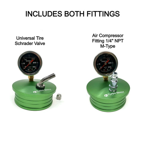 4 Inch Turbo Boost Leak Tester And Leak Detector With 6061 Billet Aluminum Body 30 PSI Rating and fittings for turbocharged rigs