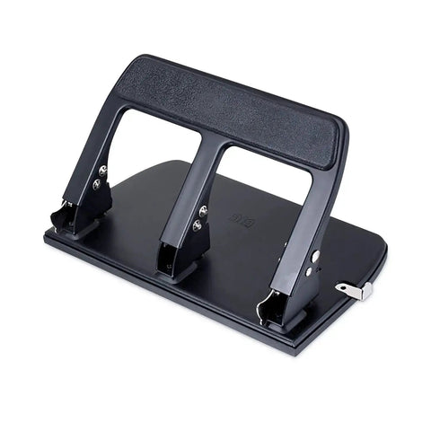 Heavy Duty Three Hole Punch With Padded Handle For Easy 40 Sheet Capacity Metal Construction Adjustable Paper Guide