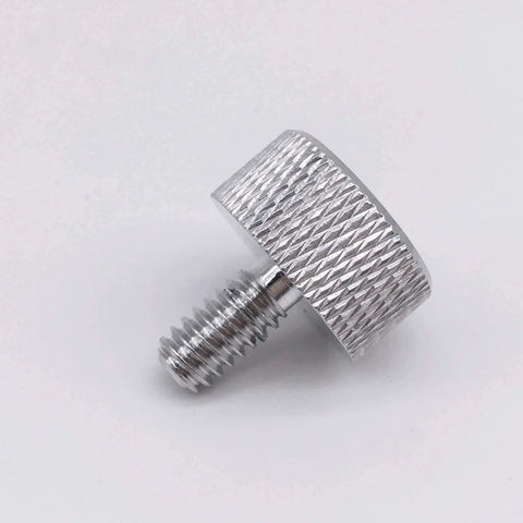 Knurled Head Thumb Screws With Collar Aluminum 1/4-20 UNC Threads 1/2 Inch Length Silver, side view