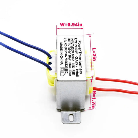 24V 10W AC To AC Power Transformer With 120V 60Hz Input 24V 10VA Output No Load 25.8V Compact 75mm with wires attached