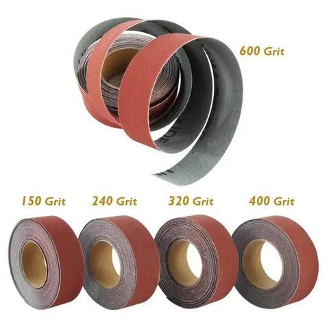 Sanding Strip Kit With Dispenser, 5 Grit Range 150 240 320 400 600 Rolls, cloth-backed strips for woodworking and metalworking