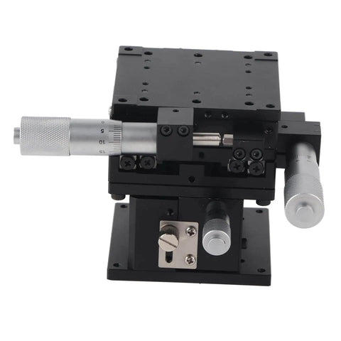 Aluminum 80X80mm Sliding Table Linear Stage With Precision Bearings Black Anodized Finish Built For Lab Positioning And Fine Tuning Capacitive Sensor Alignment And Mechanical Gear Tweaks