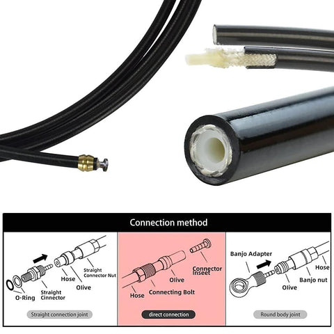 CYSKY bike hydraulic brake hose kit 2500mm for Shimano BH59 BH90 Sram Avid, with 8 olives and 8 brass inserts, black
