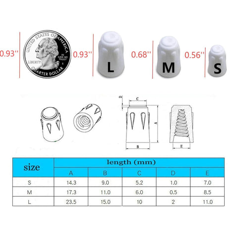 Ceramic wire caps in S, M, L sizes (three white caps) for high-temperature electrical repairs