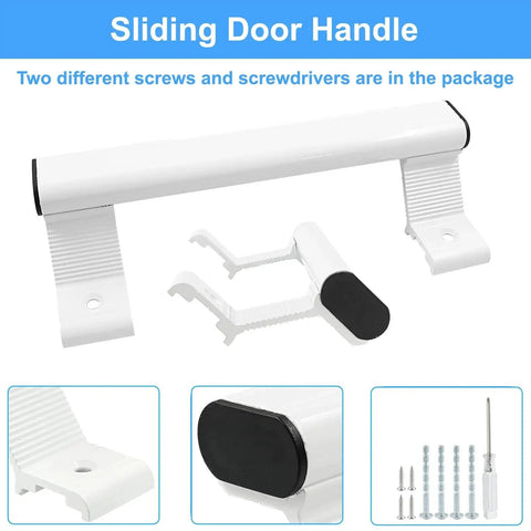 Two Pack Sliding Glass Door Handles White Aluminum Alloy Durable Modern Pull Handles For Right Or Left Swing Patio Doors Rust Resistant Metal Door Pulls With Six And Five Eighths Inch Mounting Hole Spacing