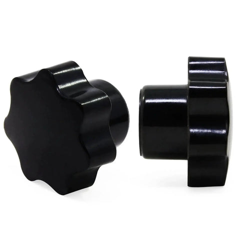 M6 7 Star Knob Knurled Clamping Knob, star shape plastic hand knobs, side and front view, 10 pcs, non-slip grip for adjustments