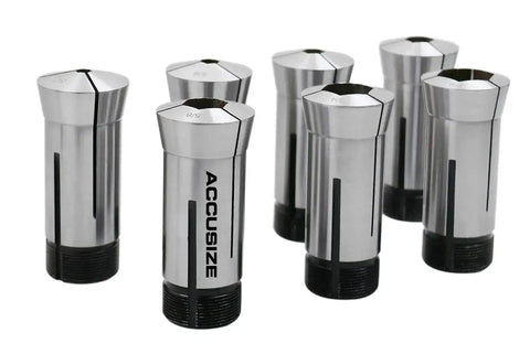 Seven Piece Five C Hex Collet Set One Quarter Inch To Seven Eighths Inch, Precision Hardened And Ground, Ultra Low Runout 0.0005 Inch TIR