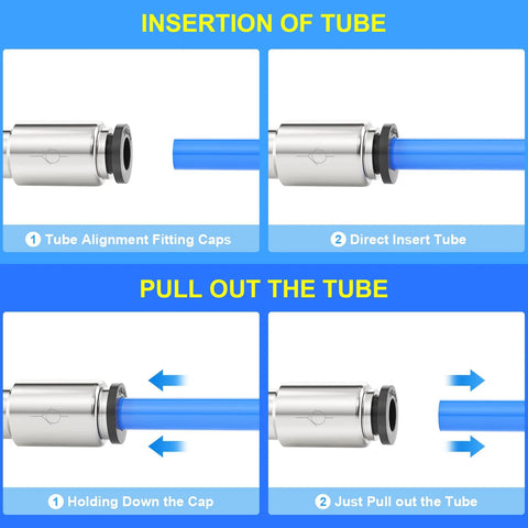 1/4 inch nickel-plated copper quick-plug one-way air check valve with blue tubing, CVPU, 5 pcs