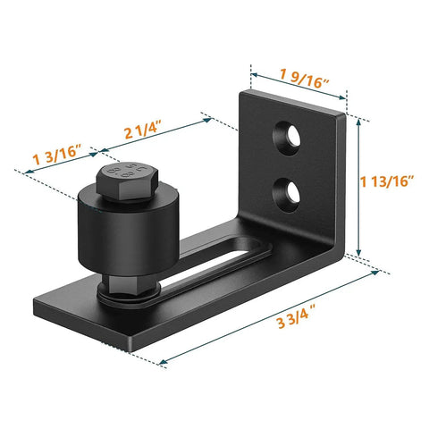 Heavy Duty Sliding Barn Door Floor Guide With Adjustable Roller, Flush Bottom Design, 2 Pack, Stainless Steel Brushed Finish
