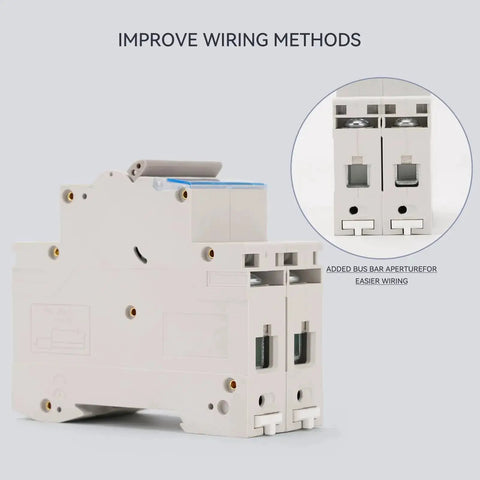 Side view of Two Pole DC Miniature Circuit Breaker 1000V 16A C16 With Thermal Magnetic Trip 6KA Breaking Capacity For Solar PV System