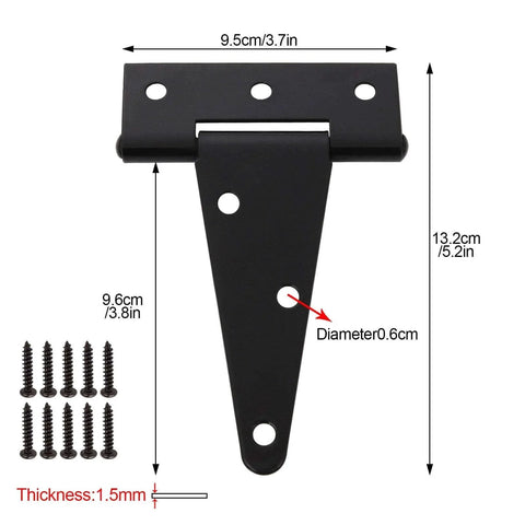 Ten Pack 4 Inch T Strap Tee Hinge Heavy Duty Black Barn Door Hinges For Wooden Fences Garden Doors Strap Wrought Iron Hardware