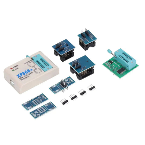 Pro Grade High Speed USB SPI Flash Programmer Kit for BIOS Chips and EEPROMs XP866 Universal Programmer components displayed