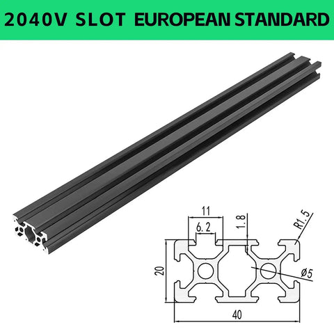2040 V Slot Aluminum Extrusion Profile 1220mm Two Pack Set European Standard Anodized Linear Rail Kit With Corner Brackets