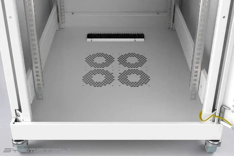 Interior view of Beefy 42U Server Rack Cabinet With 35 Inch Depth showing air control system and cooling fans setup.